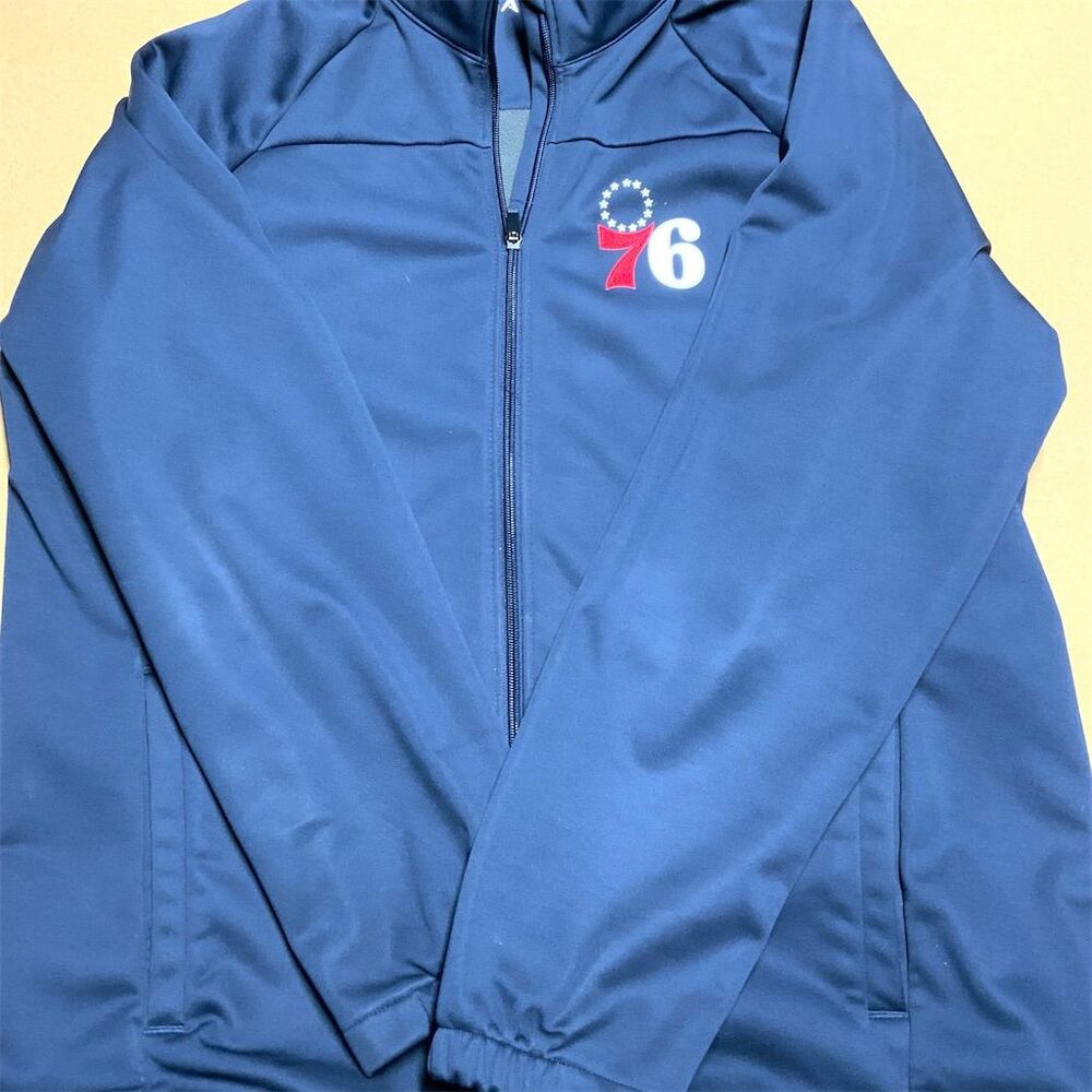 Antigua Men's Philadelphia 76ers Blue Full-Zip Varsity Jacket XL